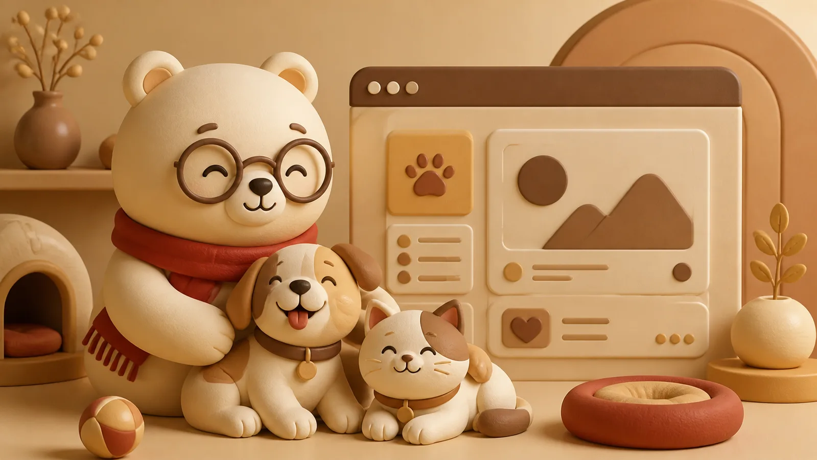 ภาพประกอบสามมิติของมาสคอต Pooh นำเสนอผลงาน pawjai.co
